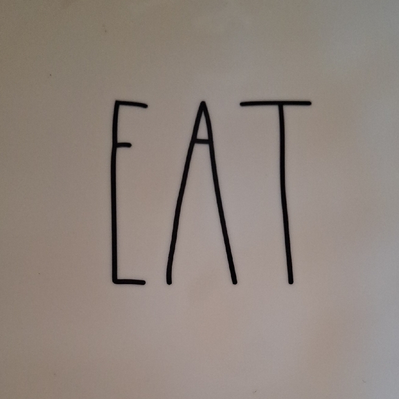 Rae Dunn Set Of 4 Melamine 8" Plates with Black 'EAT' Design - Picture 4 of 4